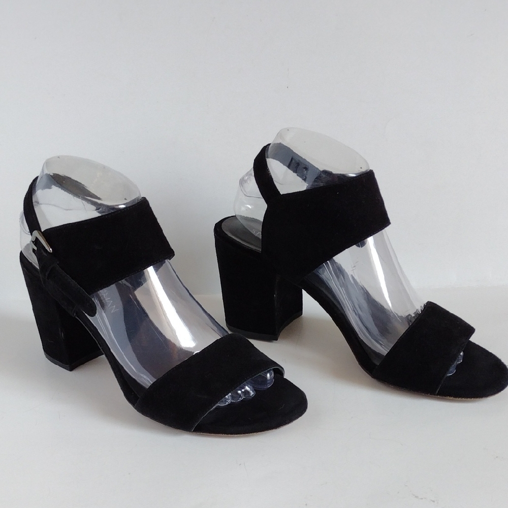 Stuart Weitzman Black Suede Block Heels 8.5